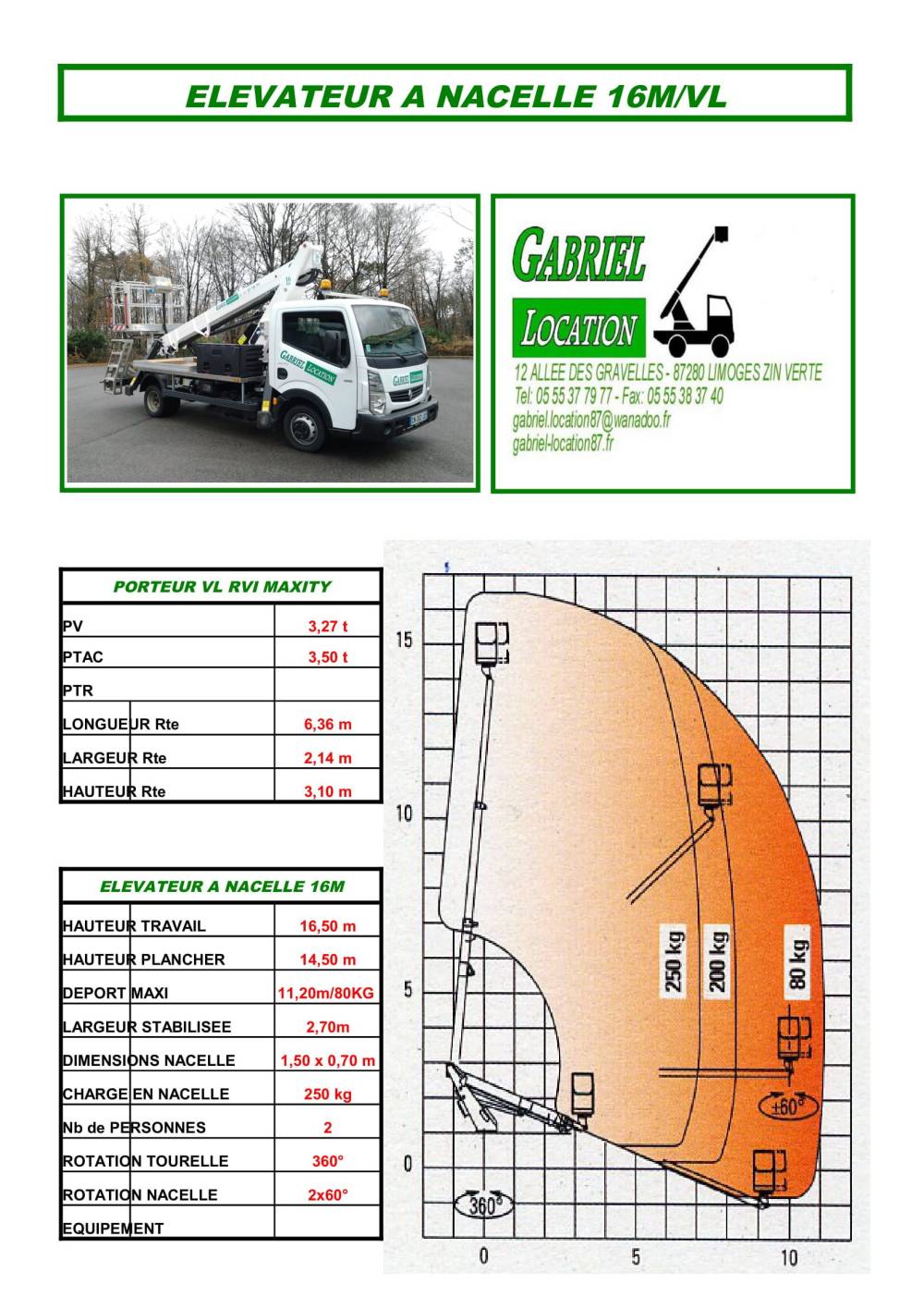 Élévateur de nacelle 16m:VL